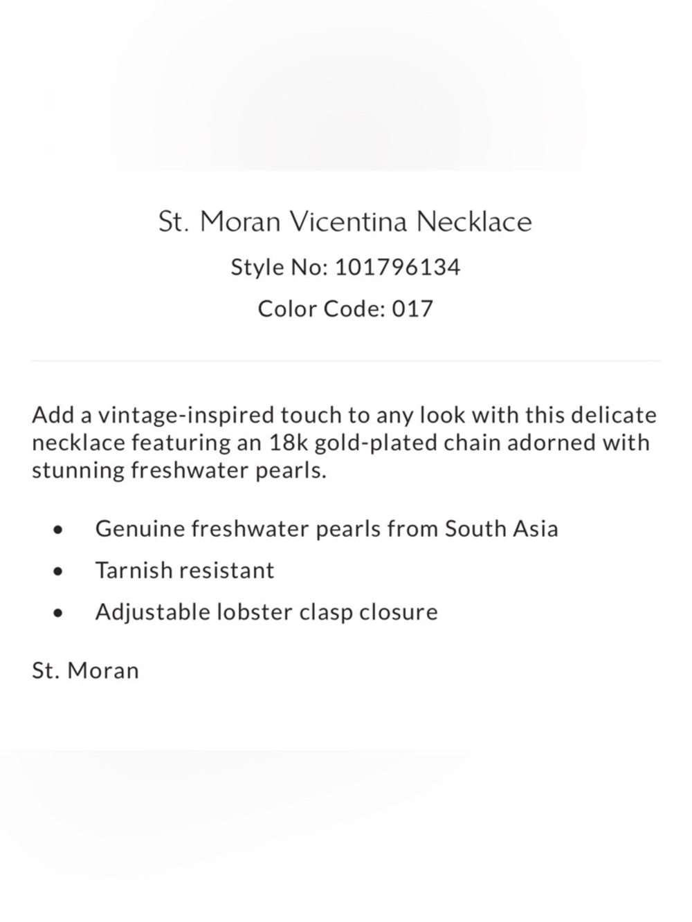 Free People New St. Moran Vicentina Necklace Freshwater Pearls 18K Gold- Plated - Picture 6 of 8